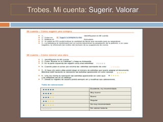 Trobes. Mi cuenta: Sugerir. Valorar.
 