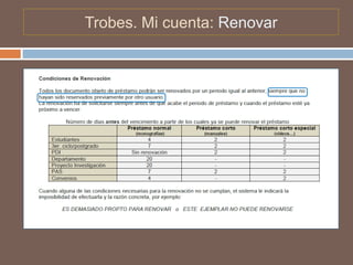 Trobes. Mi cuenta: Renovar
 