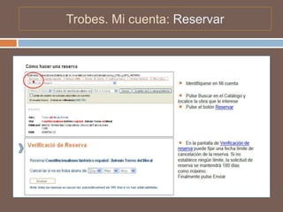 Trobes. Mi cuenta: Reservar
 