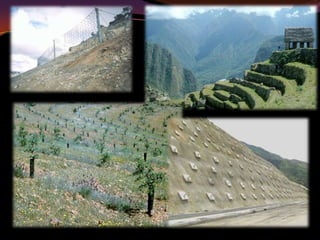 Actúan tres tipos de fuerzas: Gravedad( g); Rozamiento ( R) y Cizalla (Z)( peso de las rocas). Hay dos tipos:Deslizamientos translacionalesDeslizamientos rotacionales