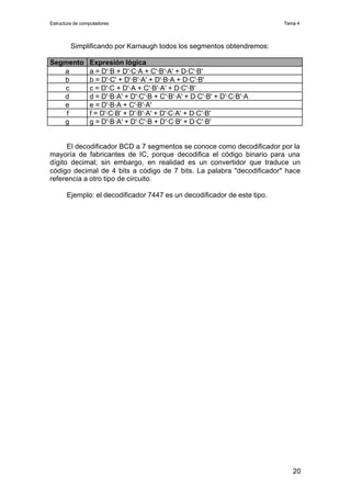 Electrónica digital: Tema 4 Circuitos combinacionales  