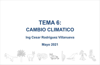 TEMA 6:
CAMBIO CLIMATICO
Ing Cesar Rodriguez Villanueva
Mayo 2021
 