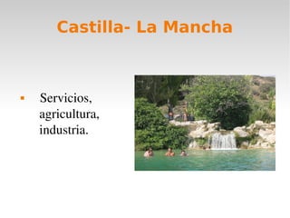 Castilla- La Mancha
Servicios,
agricultura,
industria.