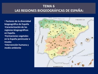 TEMA 6  LAS REGIONES BIOGEOGRÁFICAS DE ESPAÑA: ,[object Object]