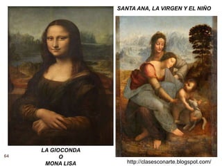 64
http://clasesconarte.blogspot.com/
SANTA ANA, LA VIRGEN Y EL NIÑO
LA GIOCONDA
O
MONA LISA
 