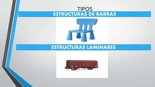 TIPOS
ESTRUCTURAS DE BARRAS
ESTRUCTURAS LAMINARES
 
