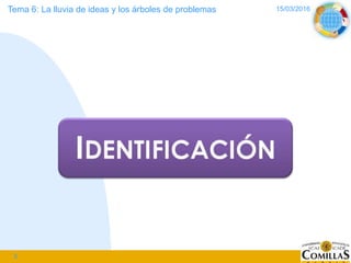 15/03/2016Tema 6: La lluvia de ideas y los árboles de problemas
3
 