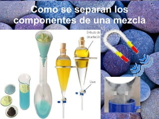 Como se separan los componentes de una mezcla 