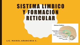 SISTEMA LIMBICO
Y FORMACION
RETICULAR
L I C . M A I KO L A R A N C I B I A C .
 