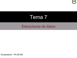 Tema 7
                     Estructuras de datos




Computacion - FA.CE.NA.
 