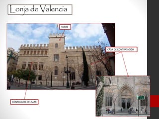 Lonjade Valencia
CONSULADO DEL MAR
TORRE
CASA DE CONTRATACIÓN
 
