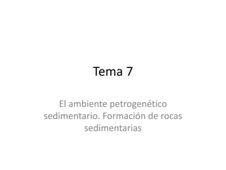 Tema 7
El ambiente petrogenético
sedimentario. Formación de rocas
sedimentarias
 
