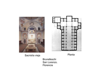 Sacristía vieja Planta
Brunelleschi
San Lorenzo.
Florencia
 