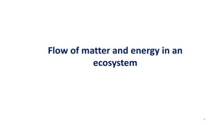 9
Flow of matter and energy in an
ecosystem
 