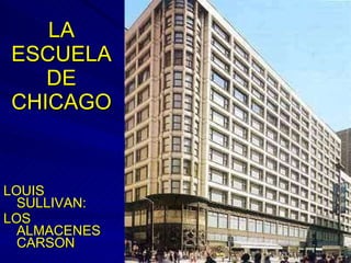 LA ESCUELA DE CHICAGO LOUIS SULLIVAN: LOS ALMACENES CARSON 