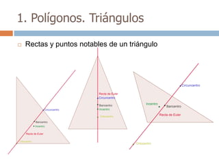 1. Polígonos. Triángulos

   Rectas y puntos notables de un triángulo
 