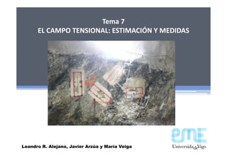 Tema 7
EL CAMPO TENSIONAL: ESTIMACIÓN Y MEDIDAS
Leandro R. Alejano, Javier Arzúa y María Veiga
 