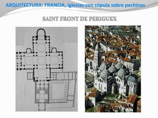 ARQUITECTURA: FRANCIA, iglesias con cúpula sobre pechinas
 