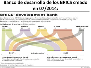 Banco de desarrollo de los BRICS creado
en 07/2014:
 