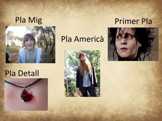 Pla Mig 
Pla Americà 
Primer Pla 
Pla Detall 
 