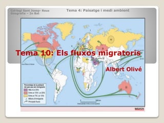 Col·legi Sant Josep- Reus Tema 4: Paisatge i medi ambient
Geografia – 2n Bat
Tema 10: Els fluxos migratoris
Albert Olivé
 