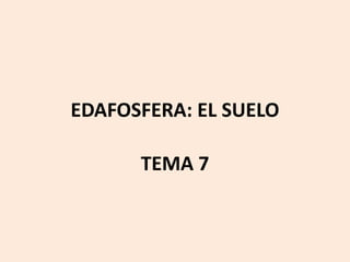 EDAFOSFERA: EL SUELO
TEMA 7

 
