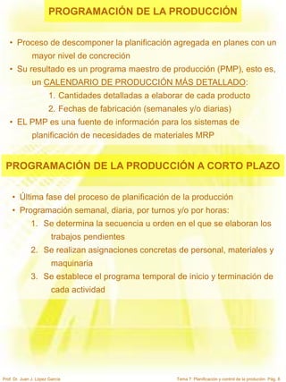 Tema 7 planificación y control de la producción | PPT
