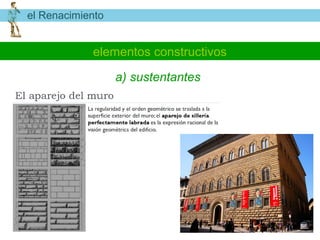 el Renacimiento


            elementos constructivos

                  a) sustentantes
 