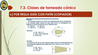7.3. Clases de torneado cónico
c) POR REGLA GUÍA CON PATÍN (COPIADOR)
 