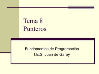 Tema 8 Punteros Fundamentos de Programación I.E.S. Juan de Garay 