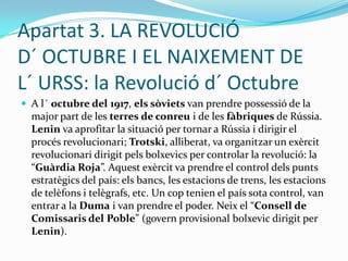 La dictadura de StalinApartat 1. LA RÚSSIA TSARISTA: un país de l´ Antic RègimL´ any 1900, Rússia era un imperi enorme amb 140 milions    d´ habitants. Rússia era un estat:Absolutista: el tsar (l´ emperador) tenia un poder absolut.Anacrònic [anticuado]: el feudalisme (pagesos sotmesos al senyor feudal) estava present al camp, encara que la servitud dels pagesos havia sigut abolida l´ any 1861.La major part de la població russa era pagesa i pobre, i treballava les terres d´ un noble (militar amb títol nobiliari).