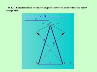 8.4.3. Construcción de un triángulo isósceles conocidos los lados
desiguales.
 