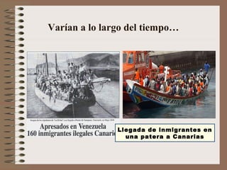 Varían a lo largo del tiempo…
Llegada de inmigrantes en
una patera a Canarias
 
