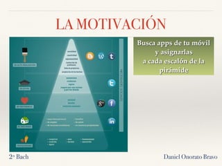 2º Bach Daniel Onorato Bravo
LA MOTIVACIÓN
Busca apps de tu móvil
y asignarlas
a cada escalón de la
pirámide
 