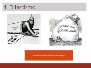 3. El fascismo.
Descontento con los tratados de paz
4. El fascismo.
 