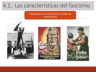 3.1. Las características del fascismo
Propaganda: control total de los medios de
comunicación
4.1. Las características del fascismo
 
