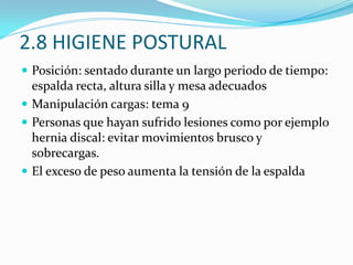 2.5 SISTEMA MUSCULAR Y COLUMNA VERTEBRALProporciona estructura, apoyo y movimiento a la espalda.Músculos que intervienen en movilidad:Paravertebrales (que se coordinan con los músculos abdominales y psoas para mantener la espalda recta)