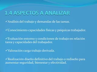 Biomecánica: disciplina científica que tiene por objeto el estudio de las estructuras de carácter mecánico que existe en los seres vivos (fundamentalmente en los seres humanos).1.2 TES  E IMPORTANCIA DE LA       ERGONOMIAImportante para profesionales de la salud para evitar patologías derivadas o agravadas por el trabajo. De ahí, la necesidad de que los TES incorporen criterios ergonómicos en sus actividades.