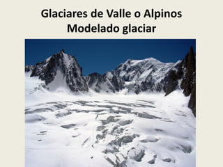 Glaciares de Valle o Alpinos
Modelado glaciar

 