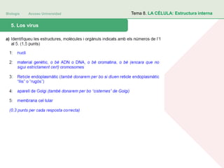 Biología Acceso Universidad
1. Teoría celular: introducción histórica5. Los virus
Tema 8. LA CÉLULA: Estructura interna
 