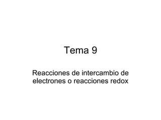 Tema 9 Reacciones de intercambio de electrones o reacciones redox 