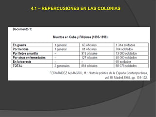 4.1 – REPERCUSIONES EN LAS COLONIAS
 