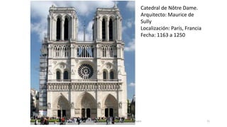 Catedral de Nôtre Dame.
Arquitecto: Maurice de
Sully
Localización: París, Francia
Fecha: 1163 a 1250
Antonio Casquet Chacón, Ave María Casa Madre 71
 
