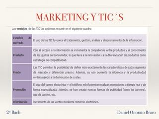 MARKETING Y TIC´S
2º Bach Daniel Onorato Bravo
 
