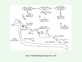 Fig. 9.1. Ciclo hidrológico del agua (Kiely, 1999)
 
