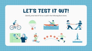 Let's Test it Out!
Identify what kind of force is used in the following illustrations.
 