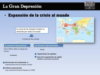 • Expansión de la crisis al mundo
La Gran Depresión
La crisis de los Estados Unidos se
extiende por todo el mundo
A través...