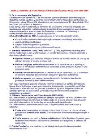 TEMA 9. TIEMPOS DE CONFRONTACIÓN EN ESPAÑA (1902-1939) 2015-2016 MHR
3. De la monarquía a la República.
Las elecciones de ...