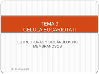 TEMA 9
CELULA EUCARIOTA II
ESTRUCTURAS Y ORGÁNULOS NO
MEMBRANOSOS

CIC JULIO SÁNCHEZ

 