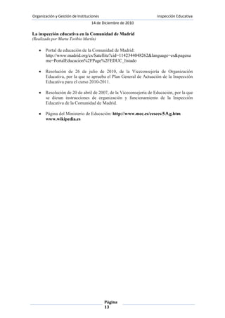 Supervisión y asesoramiento de los órganos de centro. Intervenciones con la dirección.